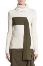 Women's Monse Falling Stripe Turtleneck Sweater - White
