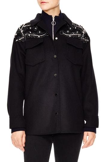 Women's Sandro Saille Jacket Us / 34 Fr - Black