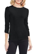 Women's Vince Camuto Ruched Sleeve Tee, Size - Black