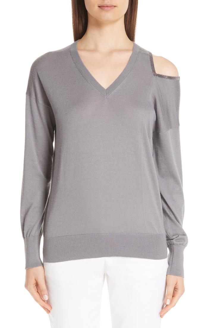 Women's Fabiana Filippi Cold Shoulder Cashmere & Silk Sweater Us / 38 It - Black