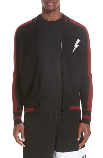 Men's Givenchy Knit Teddy Wool Varsity Jacket - Black