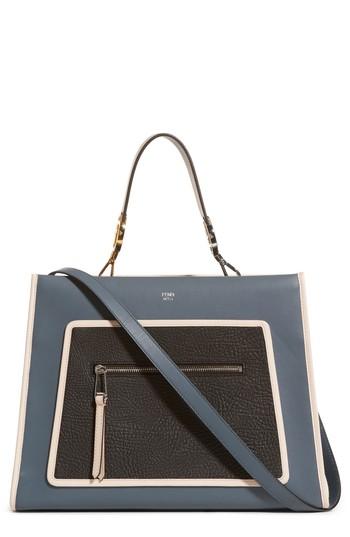 Fendi Runaway Leather Tote - Blue