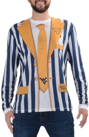 Men's Faux Real College Sports Suit & Tie Costume T-shirt, Size - Yellow