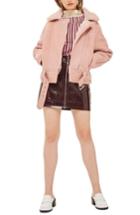 Women's Topshop Corin Genuine Shearling Biker Jacket - Pink