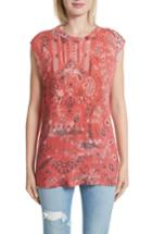 Women's Iro Nungui Bandana Print Linen Tank Top - Red