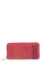 Women's Christian Louboutin Panettone Spiked Leather Wallet - Pink