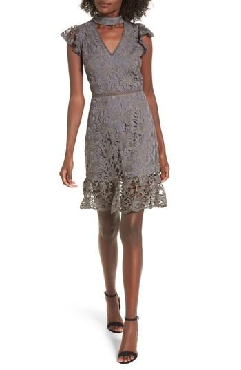Women's J.o.a. Choker Lace Dress - Grey