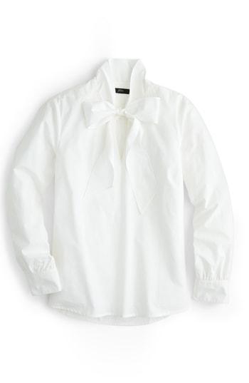 Women's J.crew Tie-neck Cotton Top, Size - White
