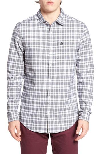 Men's Original Penguin Check Woven Shirt - Black