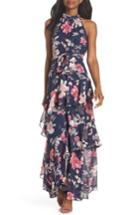 Women's Eliza J Halter Neck Ruffle Chiffon Maxi Dress - Blue