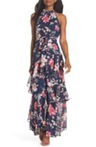 Women's Eliza J Halter Neck Ruffle Chiffon Maxi Dress - Blue