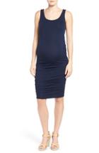 Women's Bun Maternity Ruched Midi Tank Maternity Dress