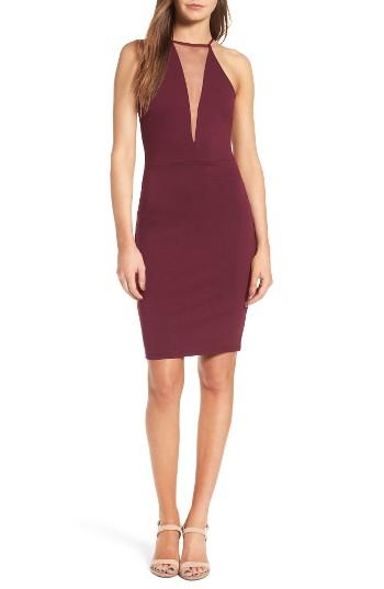 Women's Soprano Illsuion Body-con Dress - Burgundy