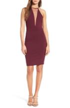 Women's Soprano Illsuion Body-con Dress - Burgundy