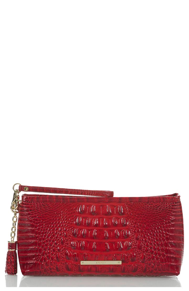 Brahmin Kayla Embossed Leather Clutch - Red