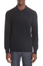 Men's A.p.c. Wool & Cashmere Long Sleeve Polo - Blue