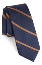 Men's The Tie Bar Spring Break Stripe Silk & Linen Tie, Size - Blue