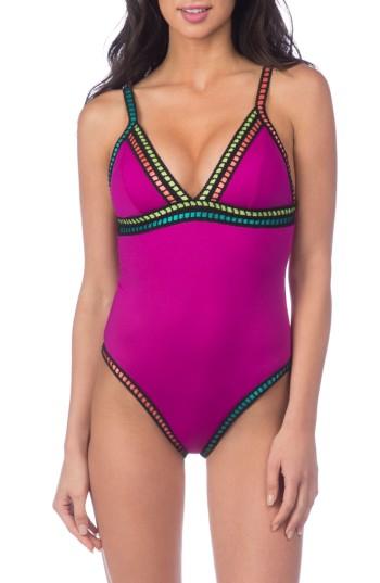 Women's La Blanca Threading Along One-piece Swimsuit - Pink