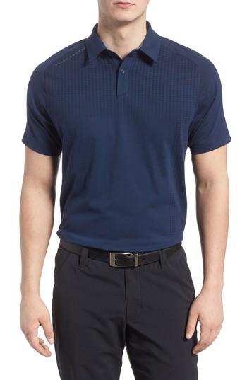 Men's Under Armour Threadborne Outer Glow Fit Polo Shirt, Size Small - Blue