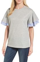 Women's Halogen Tiered Bell Sleeve Sweatshirt - Grey