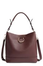 Topshop Remy Trophy Faux Leather Hobo - Burgundy