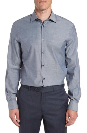 Men's John Varvatos Star Usa Regular Fit Solid Dress Shirt .5r - Blue