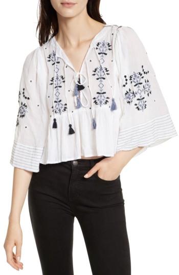 Women's Free People Embroidered Crop Top - Blue