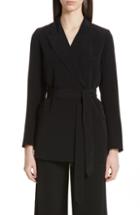 Women's Co Tie Waist Stretch Crepe Blazer - Black