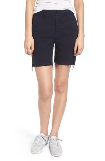 Women's Mother The Bermuda Prep Snippet Fray Twill Shorts - Blue