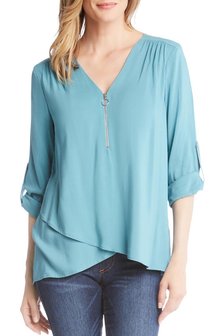Women's Karen Kane Asymmetrical Top - Blue/green