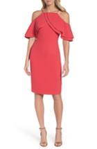 Women's Eliza J Double Ruffle Cold Shoulder Sheath Dress - Pink