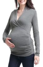 Women's Kimi And Kai Olivia V-neck Maternity Sweater - Grey