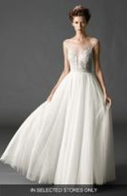 Women's Watters Kaliah Embroidered A-line Gown, Size In Store Only - Beige
