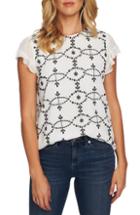 Women's Cece Embroidered Ruffle Sleeve Top - Ivory