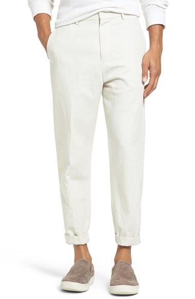 Men's Vince Relaxed Leg Cropped Cotton & Linen Pants - Grey