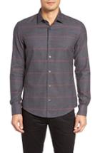 Men's Boss Reid Trim Fit Check Sport Shirt, Size - Grey