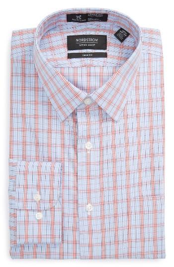 Men's Nordstrom Men's Shop Smartcare(tm) Trim Fit Plaid Dress Shirt .5 34/35 - Pink