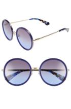 Women's Kate Spade New York Lamonica 54mm Gradient Lens Round Sunglasses - Blue/ Gold