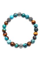 Men's Nialaya Turquiose & Tiger Eye Bead Bracelet