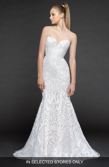 Women's Blush By Hayley Paige Safyr Embellished Trumpet Gown, Size In Store Only - Ivory