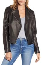 Women's Andrew Marc Naked Pebble Leather Moto Jacket - Black