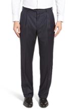 Men's Hickey Freeman Beacon Pleated Solid Wool Trousers R - Blue