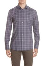 Men's Ermenegildo Zegna Classic Fit Check Sport Shirt - Blue