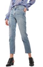 Women's Topshop Moto Raw Hem Straight Leg Jeans X 32 - Blue