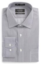 Men's Nordstrom Men's Shop Smartcare(tm) Traditional Fit Stripe Dress Shirt .5 32/33 - Black