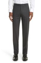 Men's Canali Flat Front Solid Wool Trousers Us / 50 Eur - Grey