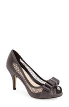 Women's Menbur 'liatris' Lace Inset Bow Peep Toe Pump Eu - Grey