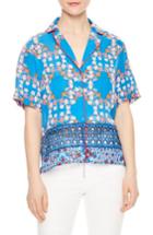 Women's Sandro Eyelet Inset Floral Top - Blue