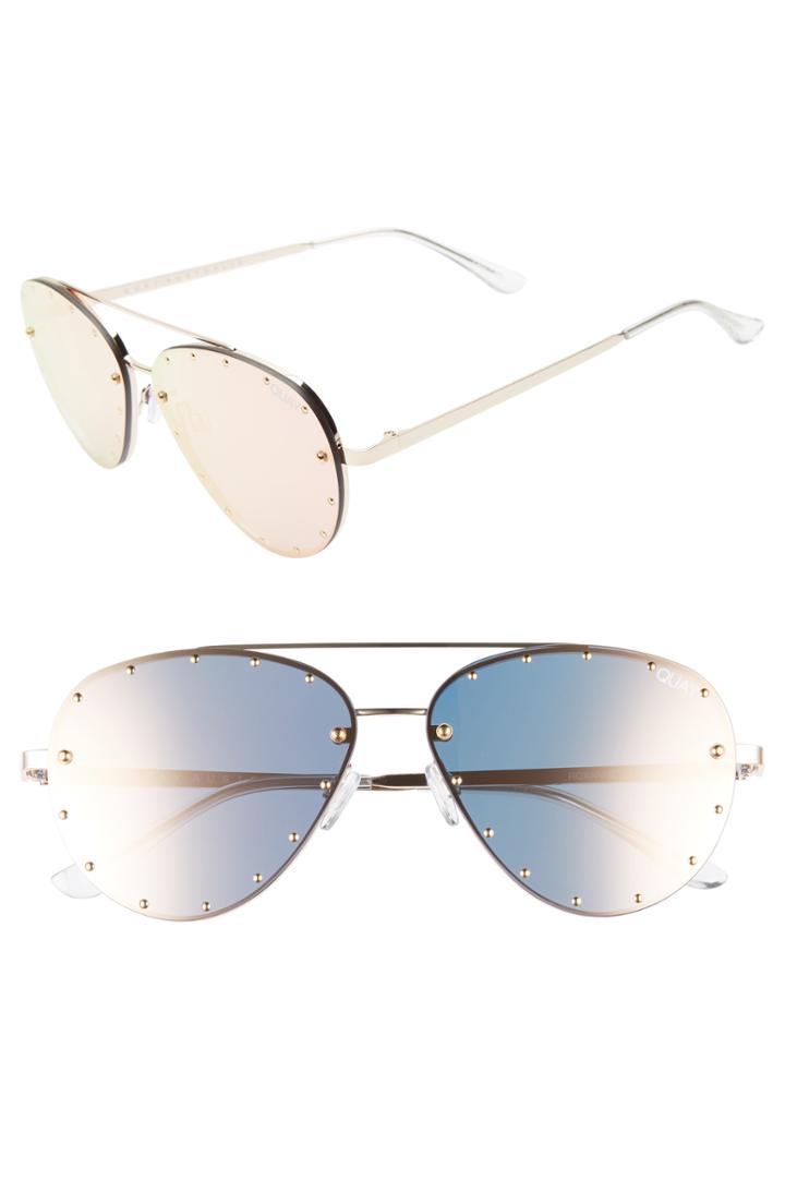 Women's Quay Australia X Jaclyn Hill Roxanne 62mm Stud Aviator Sunglasses - Gold / Rose