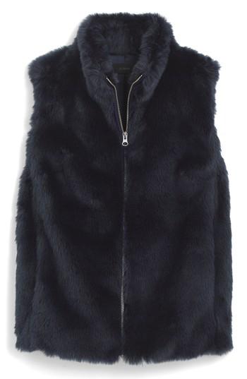 Women's J.crew Faux Fur Vest - Blue